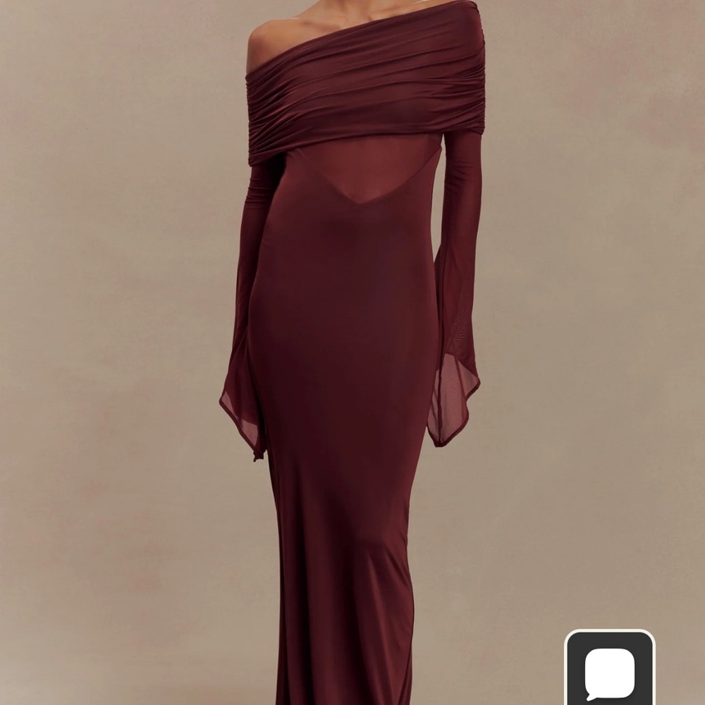 Meshki Off Shoulder Wine Dress